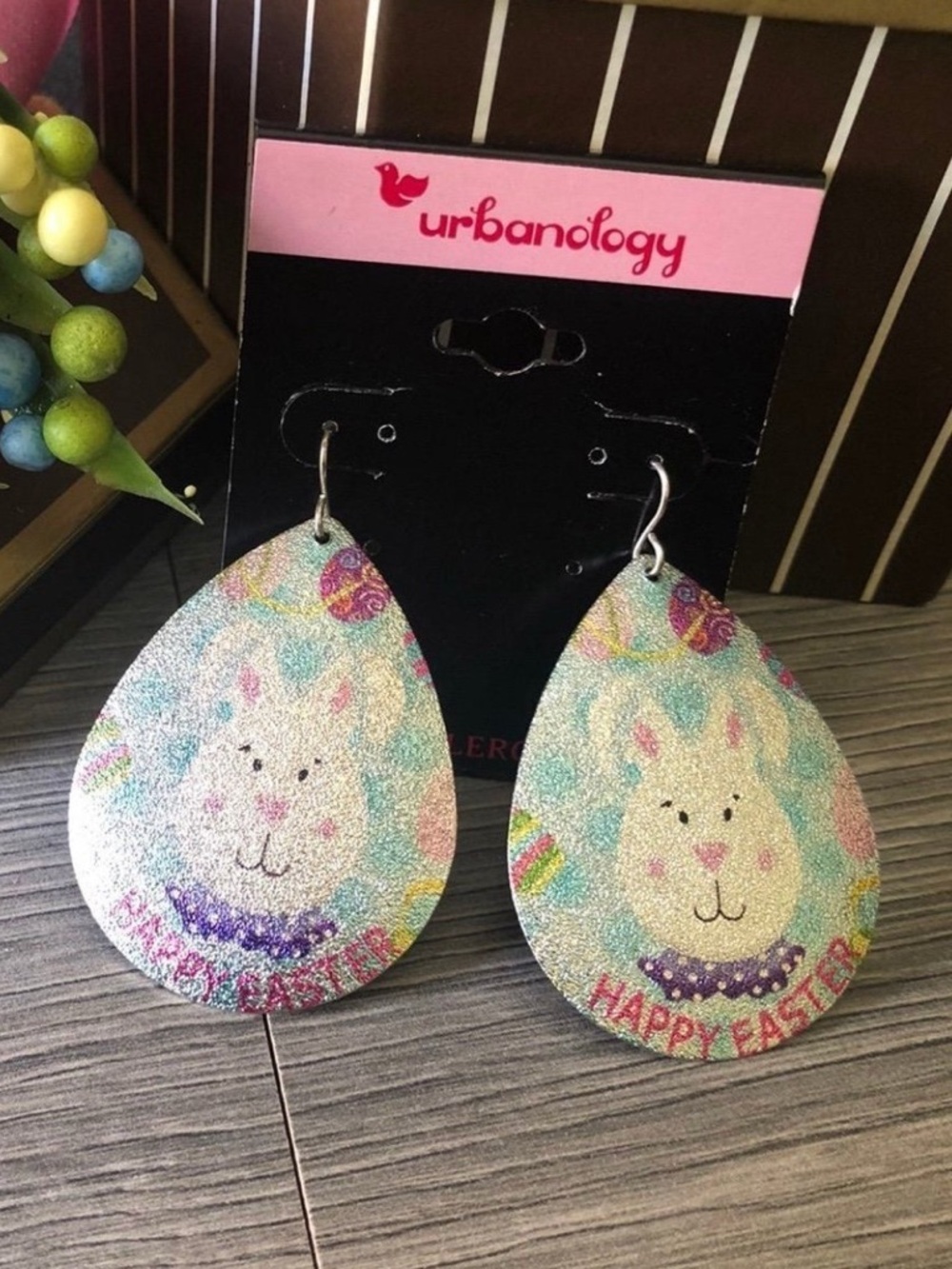 Urbanology Happy Easter Bunny Teardrop Earrings - Pastel Multi